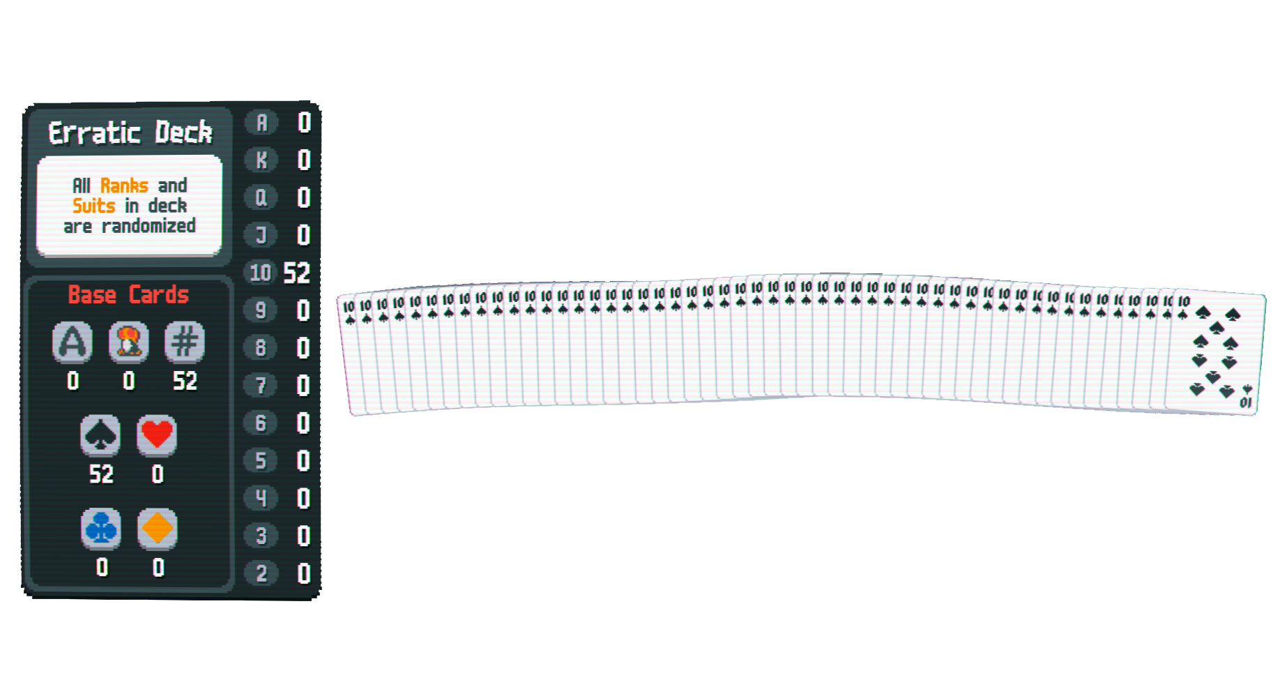 52 spade tens in the Erratic Deck